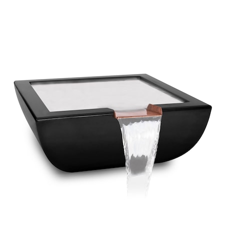 The Outdoor Plus 36 Square Avalon Water Bowl - Powder Coated Metal - Black - OPT-36AVPCWO-BLK